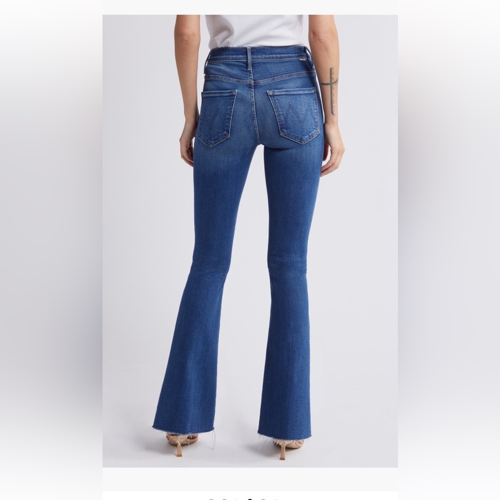 Mother high waisted flare leg raw hem